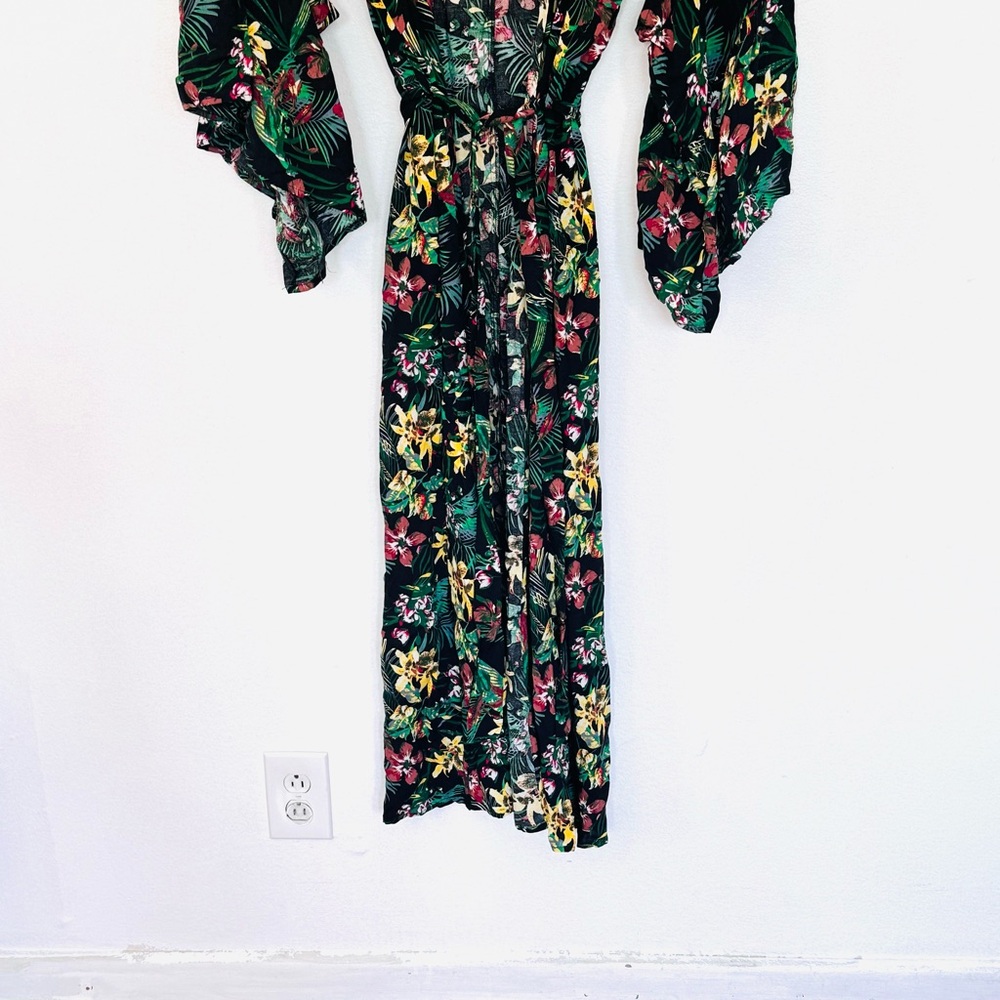 XIX Palms Hawaiian Floral Long Belted Robe Kimono Swim Cover Up Sz OS - Picture 14 of 16